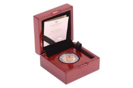 A QEII 2022 Proof Sovereign, in capsule, with outer Royal Mint presentation box and certificate.