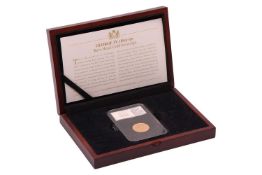 A George IV 'Bare Head' sovereign, 1825-1830, shield back, in capsule with outer presentation box an