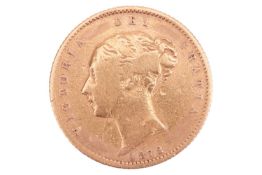 Victoria Half Sovereign, young head, shield reverse, dated 1872