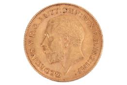 A 1912 George V half sovereign, obverse bare head to the left.