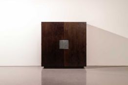 A 'Cuba' Cabinet, designed by Terence Conran for Benchmark Furniture, mocha-stained oak, pewter hand