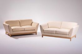 A pair of 'Arran Sofas', designed by Terence Conran and made by Benchmark, cream weave upholstery, 8