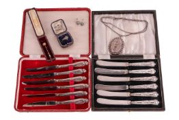 A group of jewellery and silver items to include; a diamond-set Victorian stick pin, the head stampe