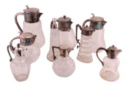 A silver-mounted cut glass claret jug, of thistle shape and engraved with thistle motifs, Sheffield 