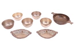 A large quaich, of traditional form, London 1967 by Wakely and Wheeler, 27cm diam; together with a s