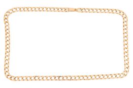 A long heavy curb link chain, completed with a lever clasp, yellow metal stamped '18ct', 60.0 cm lon