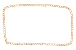 A square curb link necklace, comprising a series of rectangular flat curb links, completed with a co