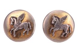 Hermès - a pair of Pegasus clip-on earrings, of round button form with applied pegasus motifs, clip-