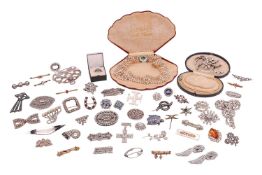 A large quantity of antique and vintage paste-set costume jewellery, together with two imitation pea