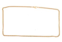 A flat curb link necklace, the links measuring approximately 4.2mm wide each, leading to a lobster c