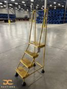 (3) Global Industries Rolling Step 4 Ladder w/ Rail