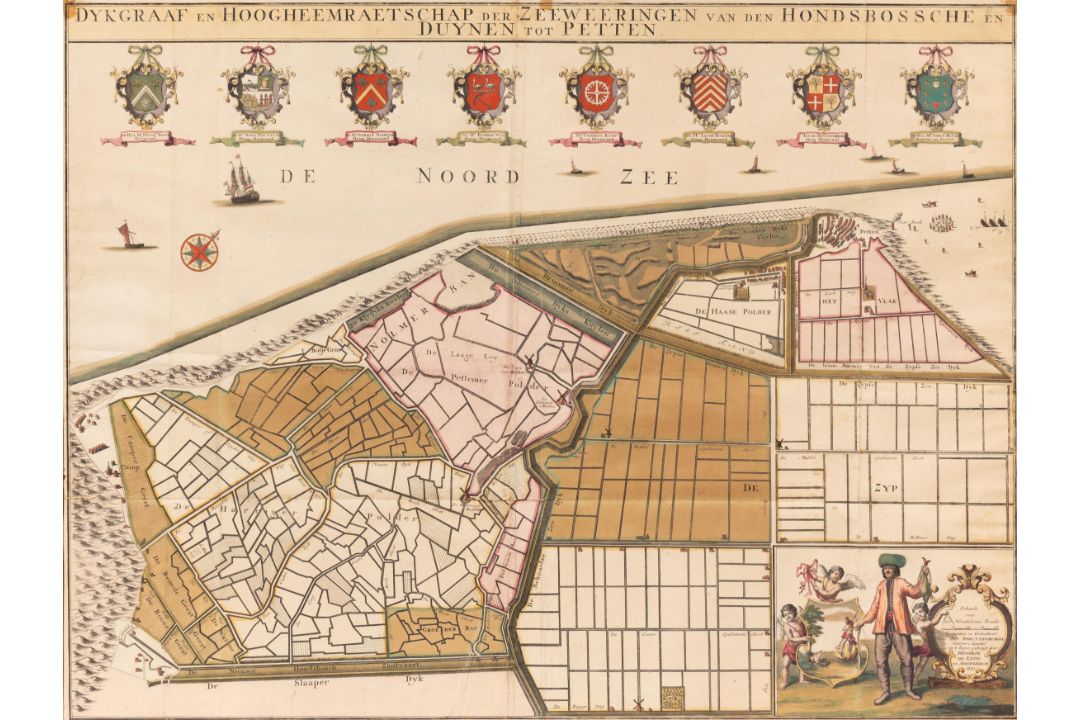 Kaart van de Hondsbossche Zeewering en de duinen bij Petten, Hendrick de Leth, 1730 - Bild 1 aus 3