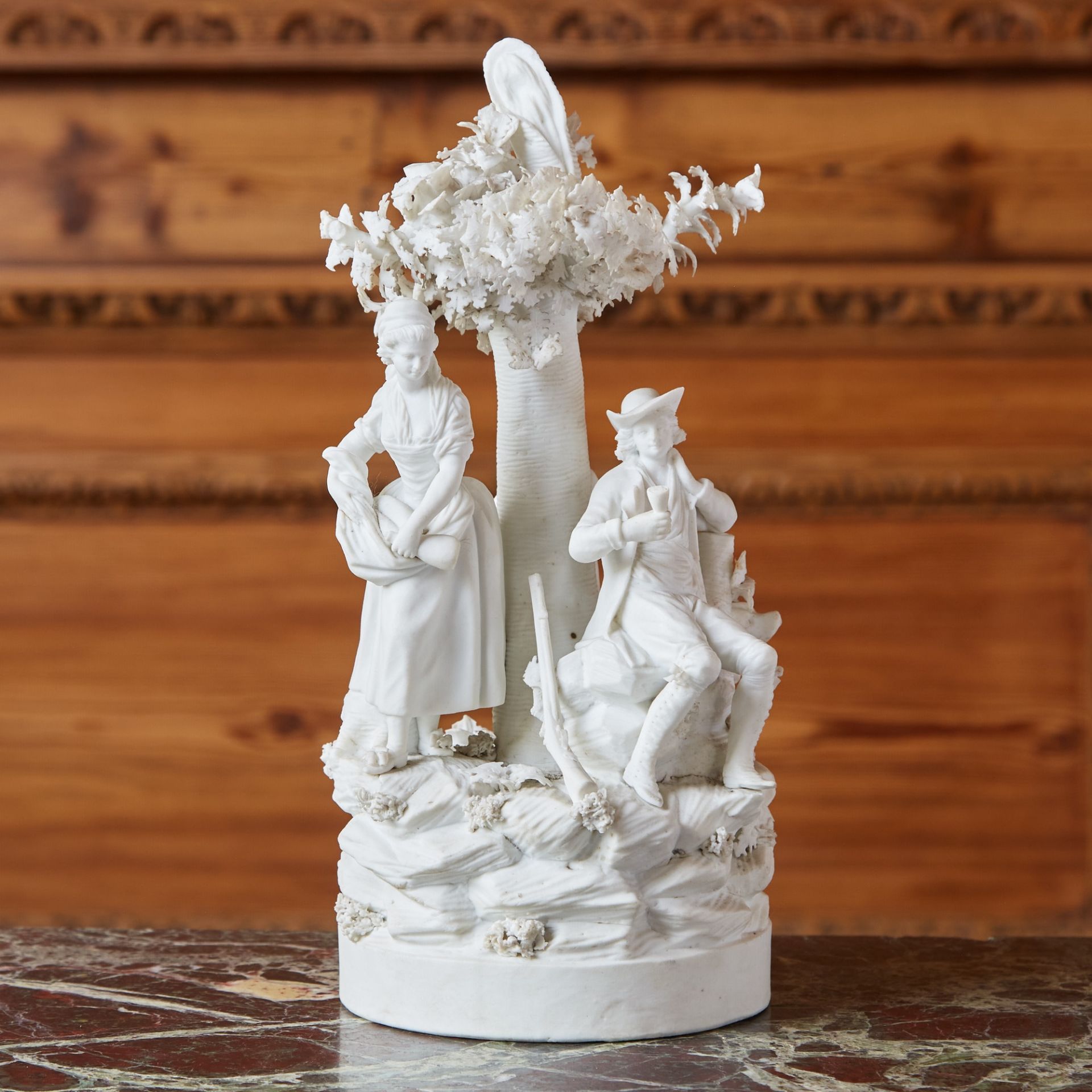Paris (Locre) Biscuit Porcelain Figure Group of a Hunter and Companions Circa 1790