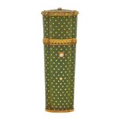 Cartier Belle Epoque Variegated Gold, Green Leather and Enamel Etui, France
