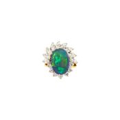 Gold, Platinum, Black Opal and Diamond Ring