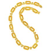 Long Hammered Gold Link Necklace