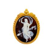 Antique Gold and Sardonyx Cameo Pendant-Brooch
