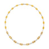 Two-Color Gold and Diamond Link Necklace