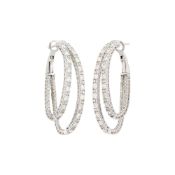 Pair of White Gold and Diamond Hoop Earrings