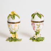 Pair of Boehm Porcelain Eggs Depicting Spring and Summer