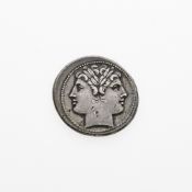Laureate Head of Janus. c. 225-212 B.C.E. AR Didrachm (6.63g, 24mm).
