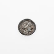 M. Herennius. c. 108-107 B.C.E. AR Denarius (3.72g, 18mm).