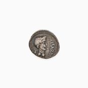 Julius Caesar and Mark Antony. c. 43 B.C.E. AR Denarius (3.65g, 19mm).