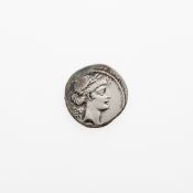 Q. Pomponius Musa. c. 66 B.C.E. AR Denarius (3.84g, 18mm).
