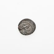 Q. Pomponius Musa. c. 66 B.C.E. AR Denarius (3.90g, 17mm).