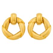 Cartier Pair of Gold Door Knocker Hoop Pendant-Earrings