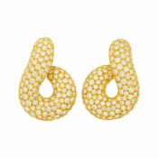 Pair of Gold and Diamond Earclips