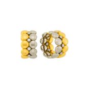 Cartier Pair of Two-Color Gold and Diamond 'Honeymoon' Hoop Earclips, France