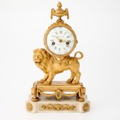 Louis XVI Ormolu and White Marble Mantel Clock