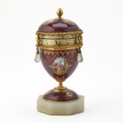 Louis XVI Style Guilloché Enamel and Gilt-Bronze-Mounted Cercles Tournants Table Clock