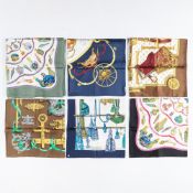 Six Hermès Silk Scarves