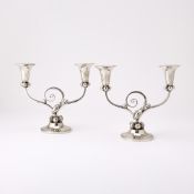 Pair of American Sterling Silver Two-Light Candelabra