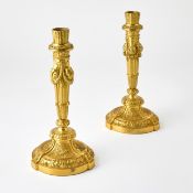 Pair of Louis XVI Style Gilt-Bronze Candlesticks