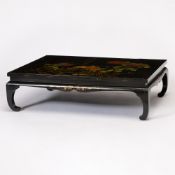 Chinese Polychrome Painted Mother-of-Pearl and Black-Lacquered Low Table