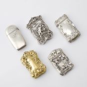 Five American Silver and Silver Plated Vesta Cases