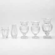 Group of Five Baccarat Blown Glass Vases