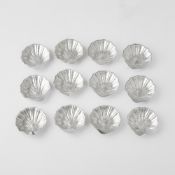 Set of Twelve American Sterling Silver Shell Form Nut Dishes