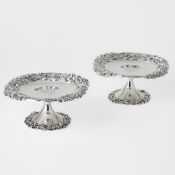 Pair of American Art Nouveau Sterling Silver Tazzas