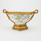 Chinese Export Gilt-Bronze Mounted Famille Rose Punch Bowl