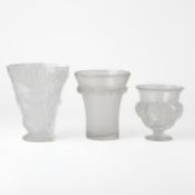 Two Lalique Molded Glass Vases