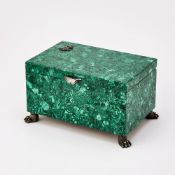 Russian Silver-Mounted Malachite Box