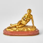 French Gilt-Bronze Model of a Reclining Female Nude