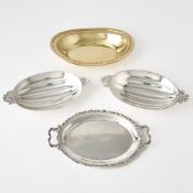 Pair of Tiffany & Co. Sterling Silver Dishes and a Tiffany & Co. Sterling Silver Gilt Bread Tray