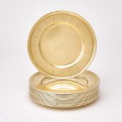 Set of Twelve Tiffany & Co. Sterling Silver-Gilt Bread Plates