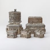 Group of Seven Indian and Asian Silver Boxes