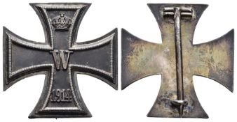 Preußen, Eisernes Kreuz 1914, 1. Klasse, magnetisch, flache Form, OEK 1908, Zustand 2-3.
